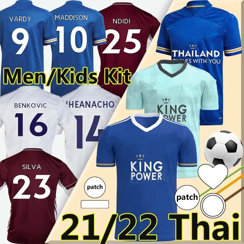 

20 21 22 VARDY soccer jerseys 2021 2022 MAGUIRE football shirt MADDISON TIELEMANS BARNES NDIDI Leicester men + kids kit uniforms
