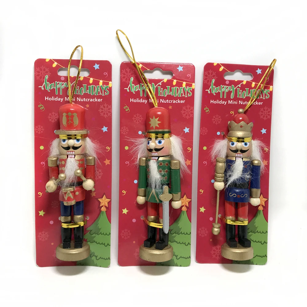 

12 см Бесплатная доставка Новые экшн и игрушки куклы окрашенные деревянный солдат Щелкунчик грецкий орех солдат детские подарки 3 шт./лот HT136