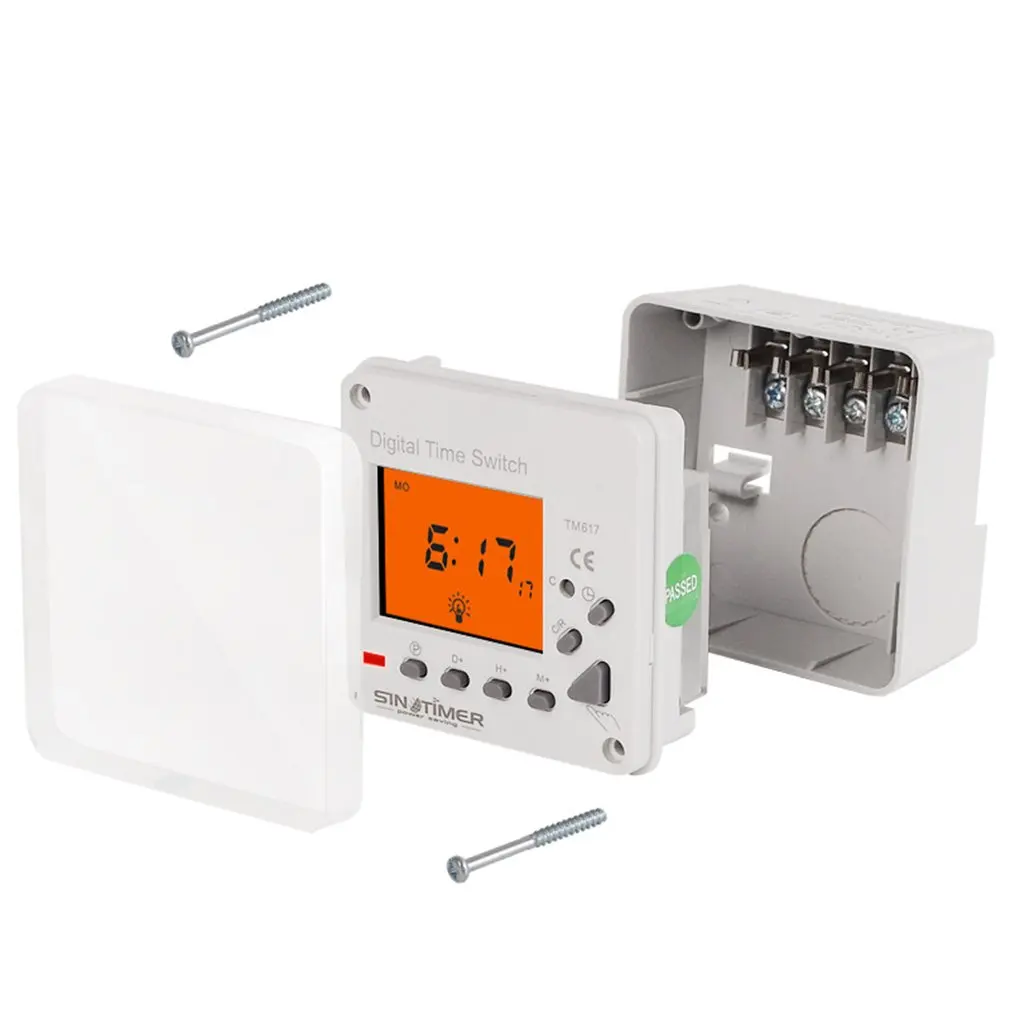 

SINOTIMER TM617 Lcd Display Back-light 7 Days Weekly Digital Electronic Timer Lighting Switch With Backlight And Cover