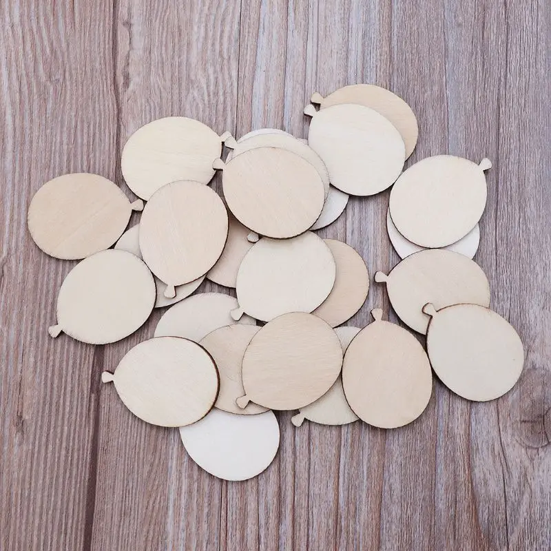 

25pcs Cut Wood Balloon Embellishment Wooden Shape Craft Wedding Decor