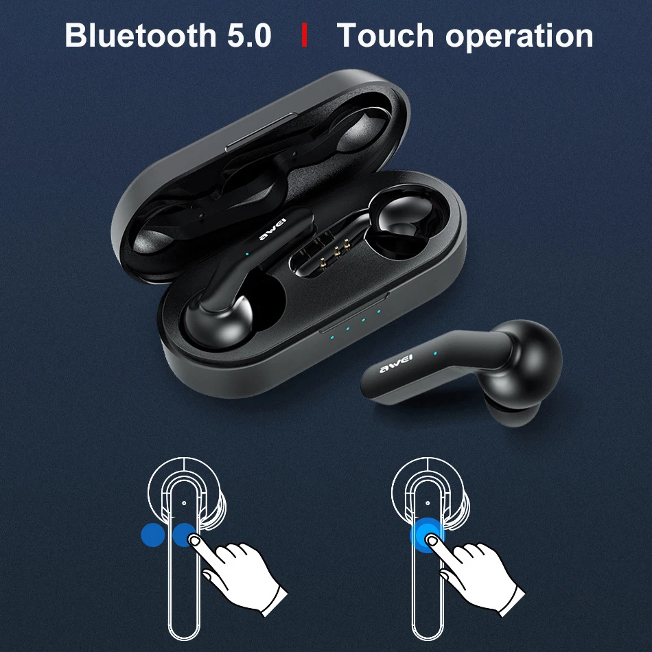 Awei новые TWS беспроводные наушники Bluetooth V5.0 стерео HiFi с сенсорным управлением CVC IPX4