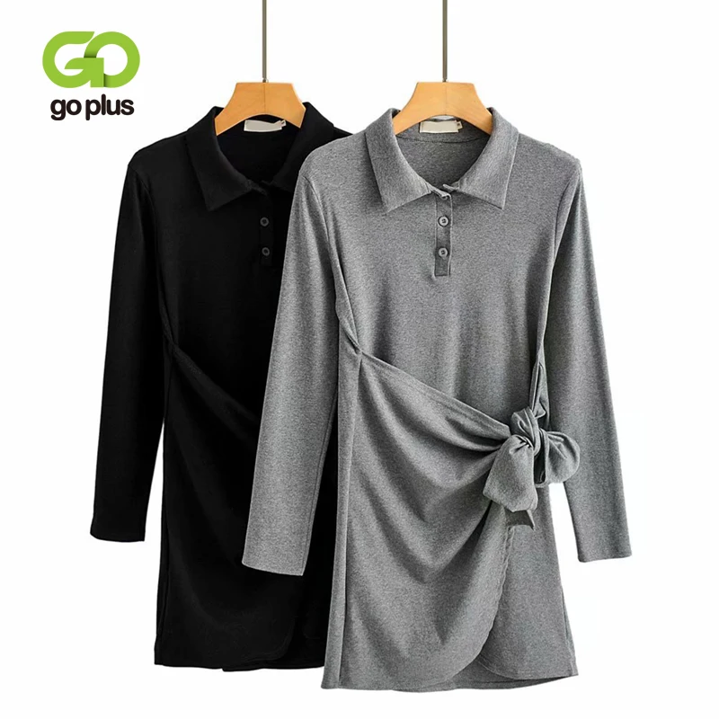 Женское асимметричное платье GOPLUS винтажное платье-футболка черного и серого