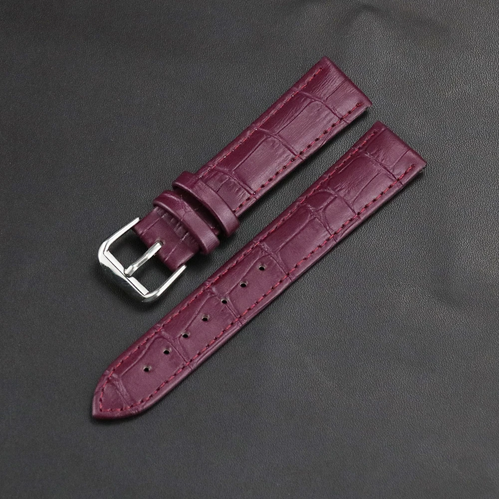 High Quality Genuine Leather Watch Strap 10mm 12mm 14mm 16mm 18mm 20mm 22mm 24mm Green Purple Blue Band Watchband Drop Shipping