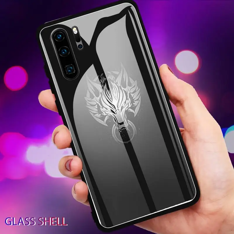 

COOL Wolf Head Phone Case For Huawei P9 10Plus 20PRO P30 Lite Back Cover Tempered Glass Cases For NOVA 3E Series