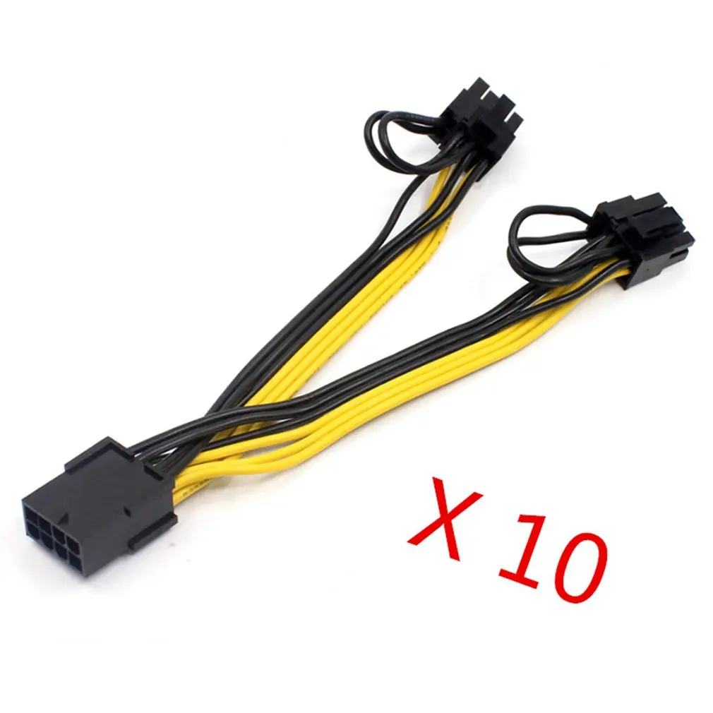 

10PCS UL1007 18AWG PCI-E 8pin Female To Dual 8pin(6+2) Y-Splitter F/M Adapter GPU Video Card Power Adapter Cable