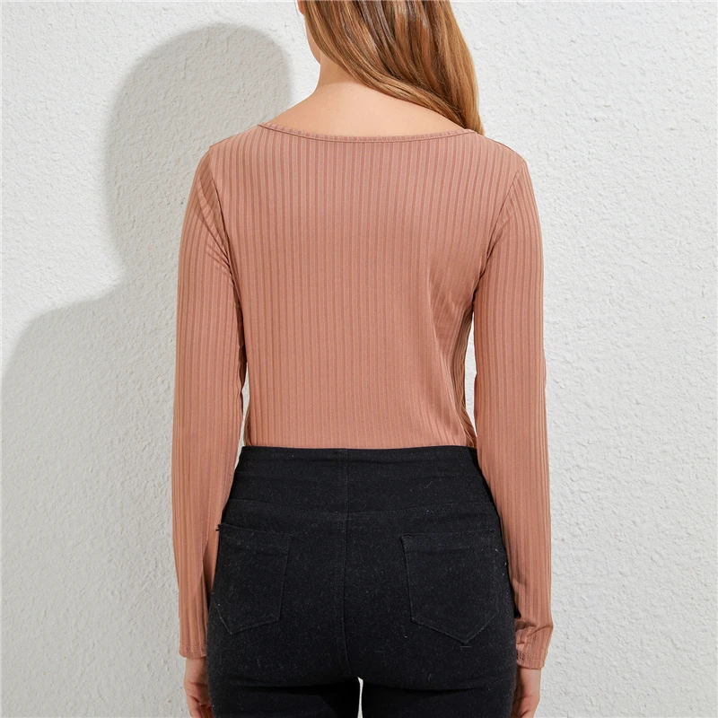 

Sexy Women Autumn Winter Warm Comfortable T-Shirts V-Neck Long Sleeve Fashion Solid Color High Quality Slim Pullovers Top