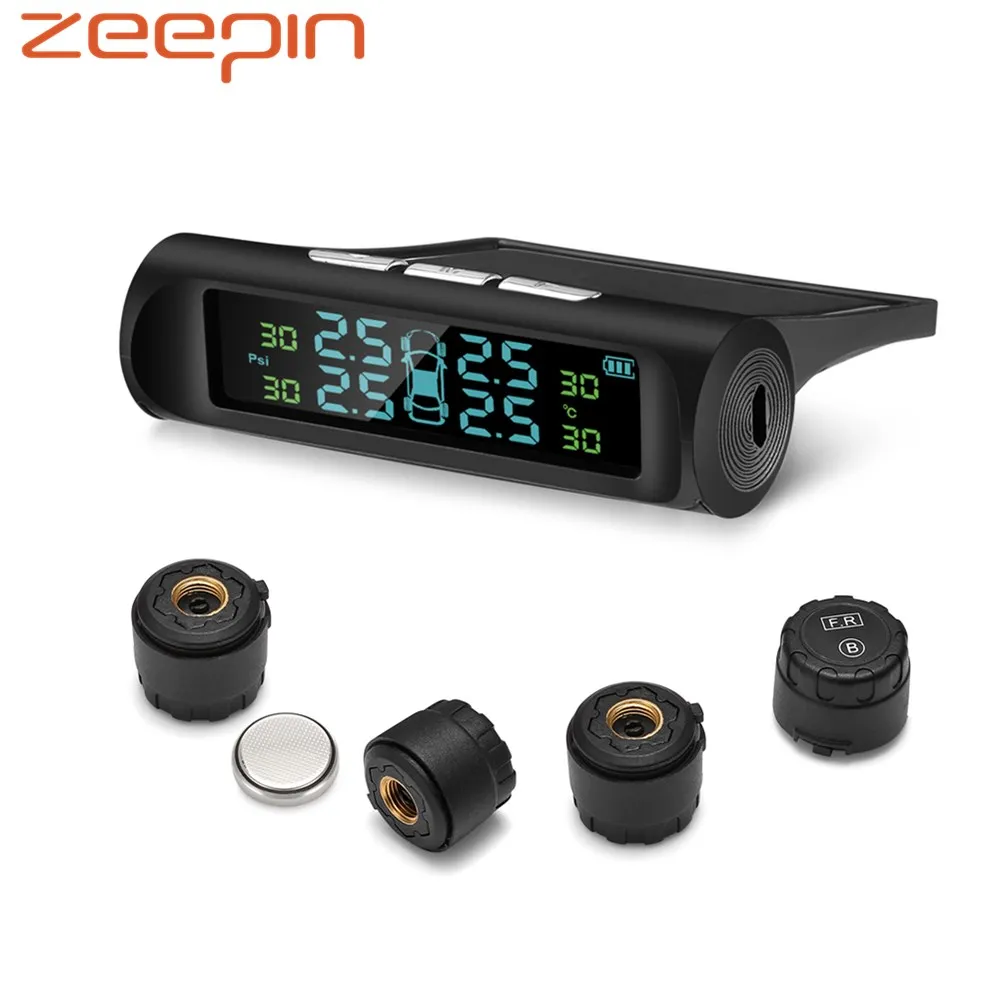 Zeepin C240 TPMS система мониторинга давления в шинах солнечной энергии универсальные беспроводные дисплеи в реальном времени с 4 внешними датчики мониторинга состояния шин