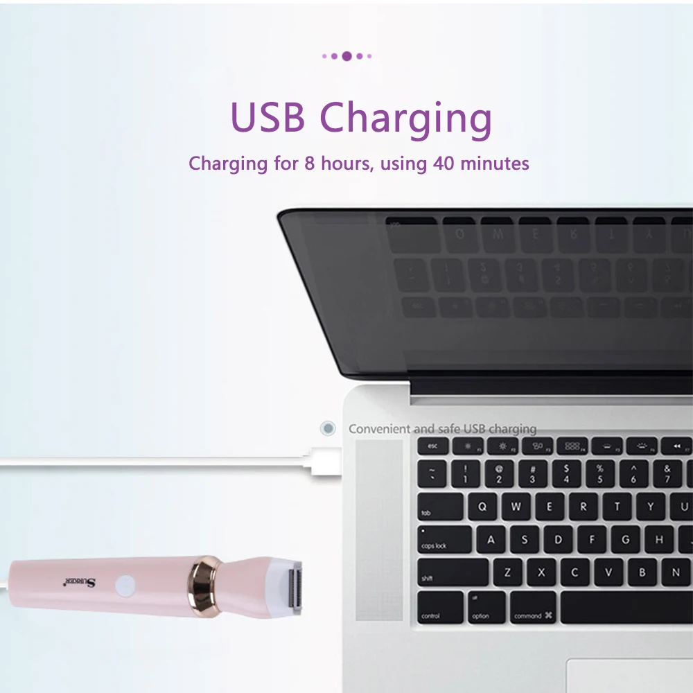 Электрический женский эпилятор 3 в 1 Женская бритва безболезненная USB зарядка для