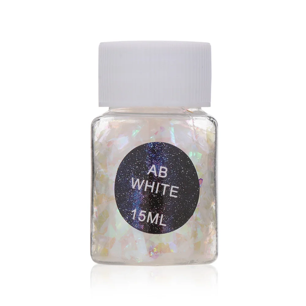 White 15ml Material UV Epoxy Resin Mold Colorful Shell Sugar BrokenPieces Flashing Debris Making Jewelry Filling for DIY Jewelry craft - Цвет: White