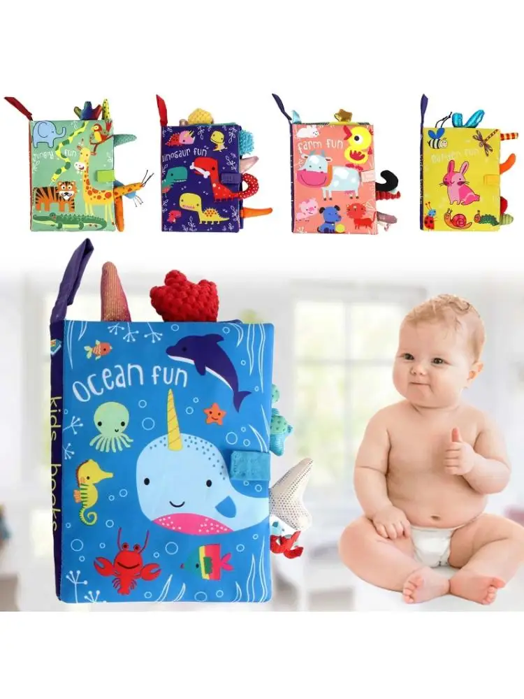 

Kids 3D Animal Tails Cloth Book Baby Puzzle Montessori Toy Newborn Toddler Development Educational Learning Books Gift