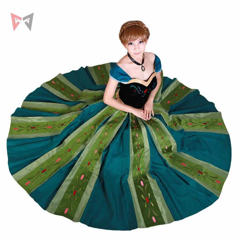Athemis Movie Ice Anna Cosplay Dress Princess Coronation Costume Custom Made Size Suit Necklace For Halloween Game |