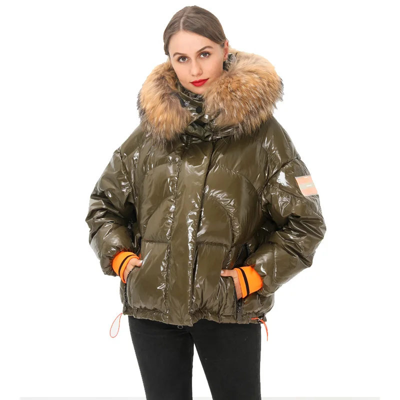Большой енотовый меховой воротник 2020 зимняя куртка для женщин с капюшоном 90%