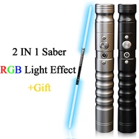 two in one switchable metal saber heavy dueling sound double edged lightsaber rgb 7 colors change led laser sword cosplay toy