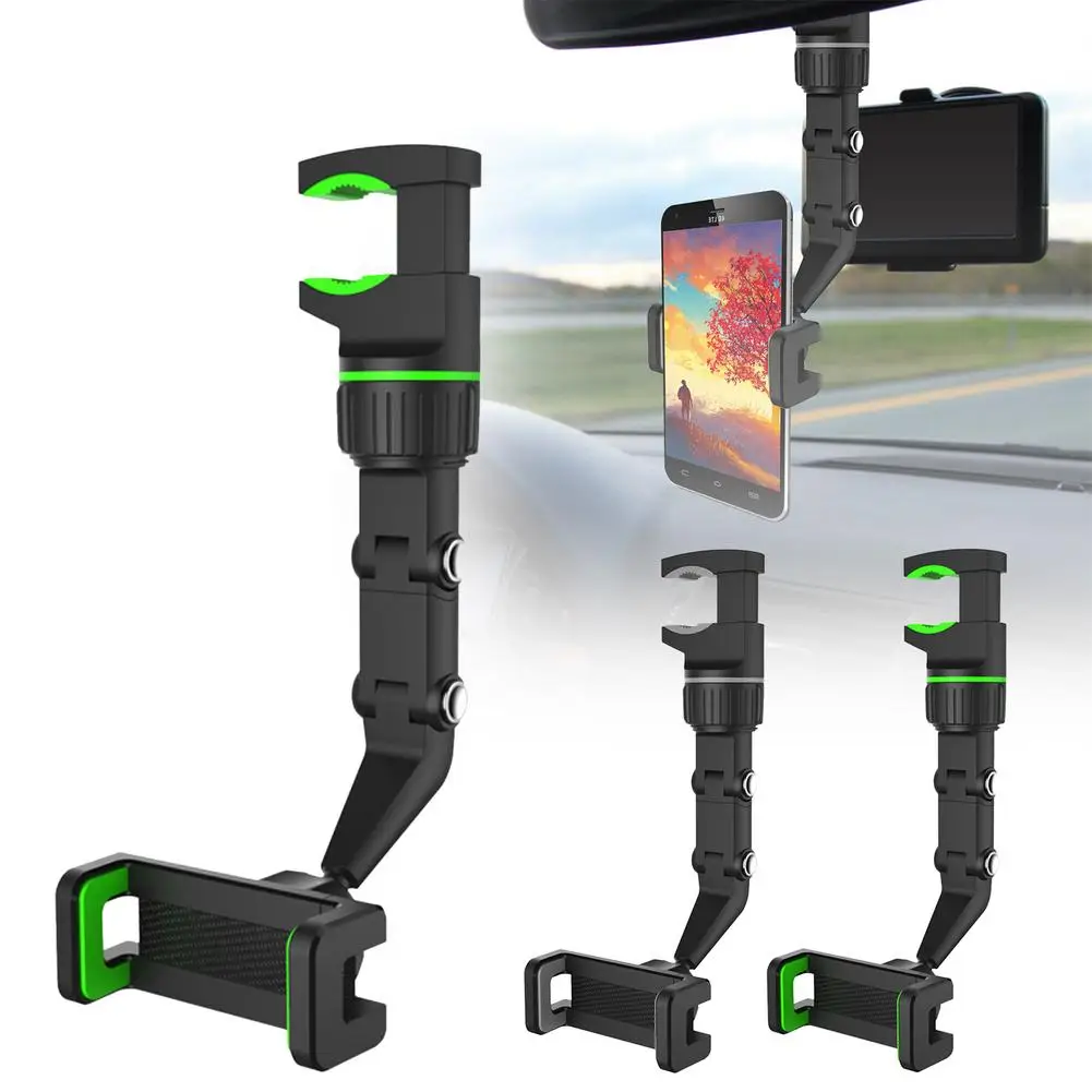 new adjustable phone holder universal stable clip for car rearview mirror multi function lazy bracket easy to install phone rack free global shipping