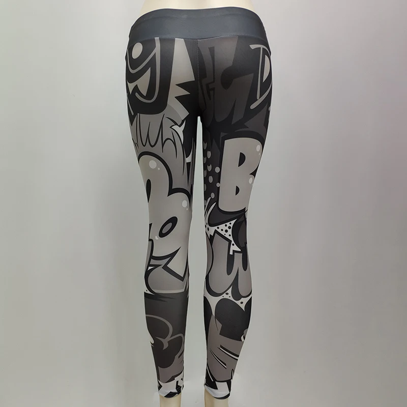 Для женщин Йога штаны с принтом героями мультфильмов Фитнес спортивные Леггинсы