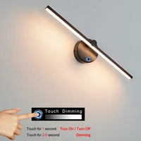 nordic led indoor wall lamps 5w touch stepless dimming 300%c2%b0 rotation wall lights for home bedroom bedside mirror front adjustabl