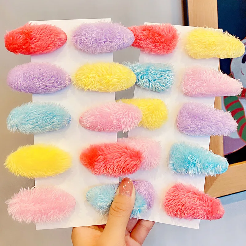 10 шт./компл. новые милые плюшевые заколки для волос с красочными сердечками и