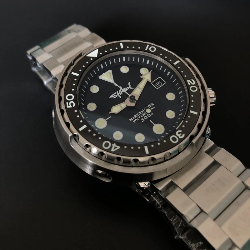 Сталь погружения Новый тунец консервированный 300 м Pro для дайвинга Часы