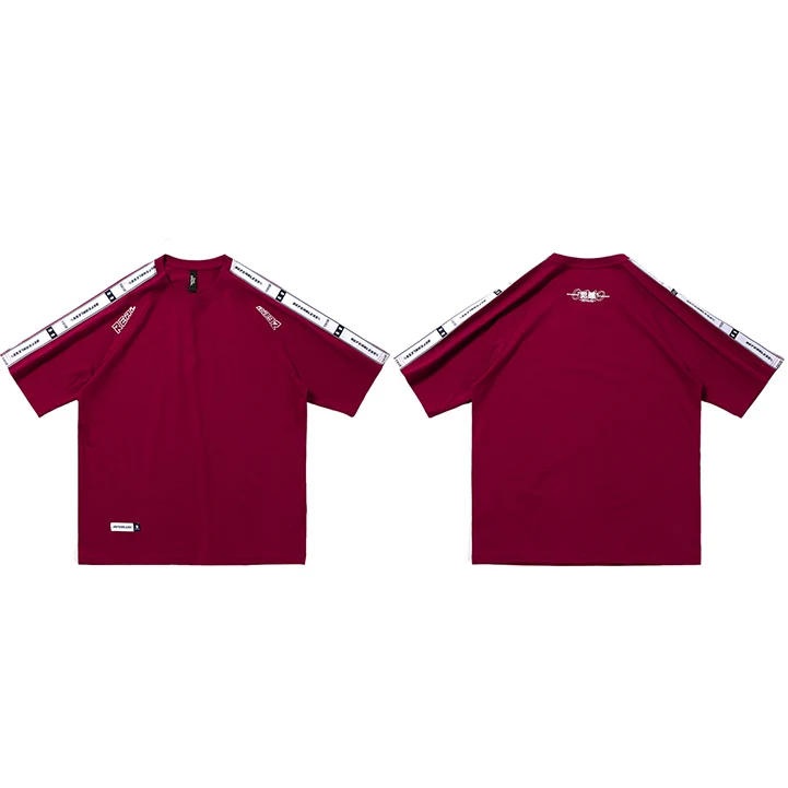 A968803 Wine Red Харадзюку Футболка Мужская Хип-Хоп Уличная футболка с рукавом и принтом летняя футболка с коротким рукавом Китайский Персонаж топы тройники хлопок - Цвет: A968803 Wine Red