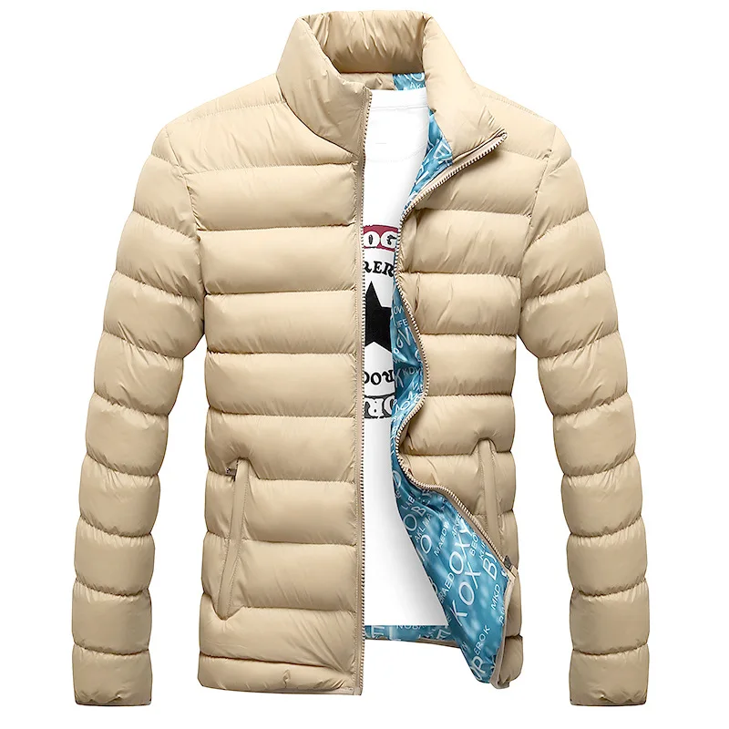 Мужская зимняя хлопковая одежда с воротником-стойкой, облегающие мужские теплые куртки, пуховая хлопковая одежда, зимнее пальто, куртка на ...