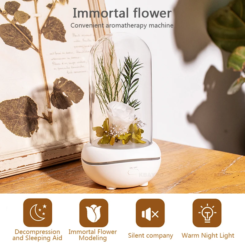

KBAYBO aromatherapy machine eternal flower essential oil with LED night light aromatherapy air purification diffuser home office
