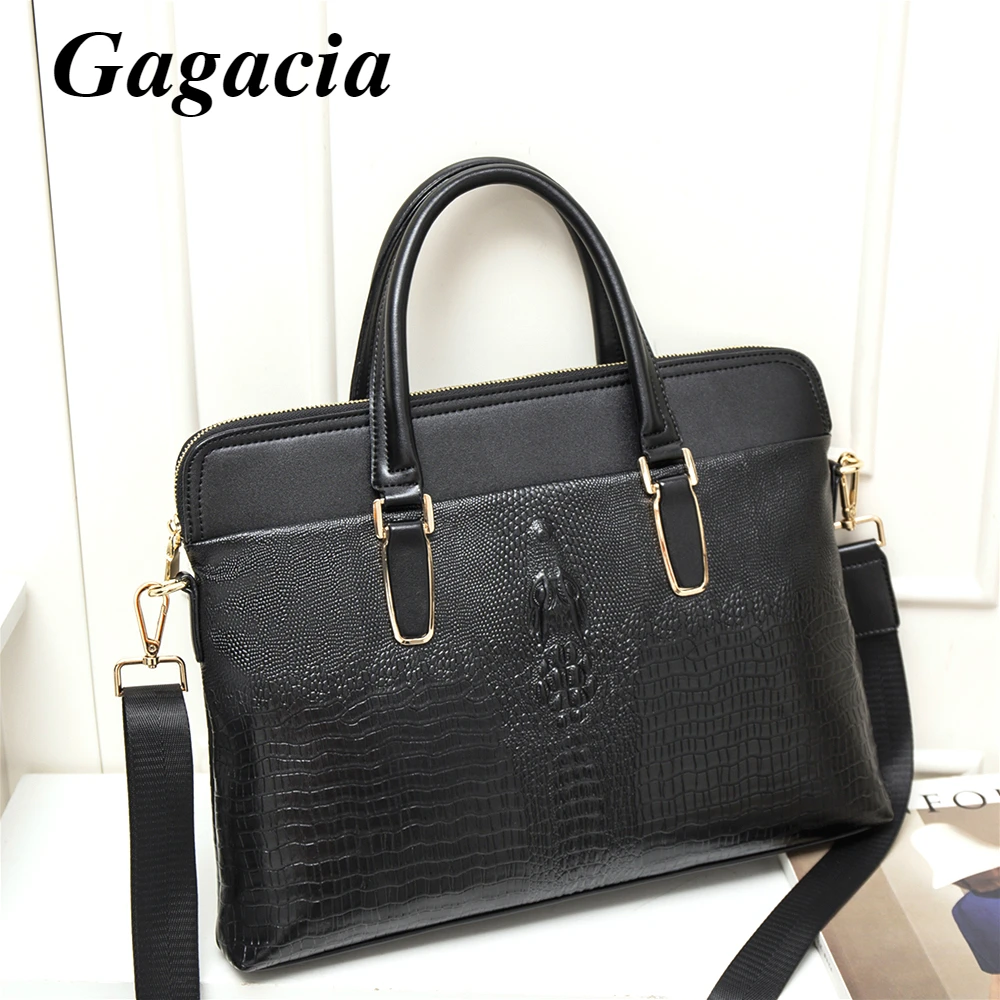 GAGACIA Large Capacity Women Leather Briefcase Office Bags For Woman Handbag Computer Bag Female Crocodile Luxury Handbags 2022