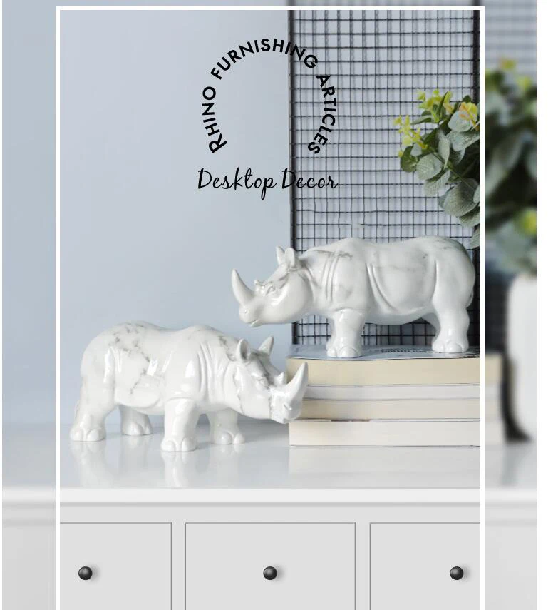 Европейский смолы мраморная носорога украшения домашнего декора гостиной