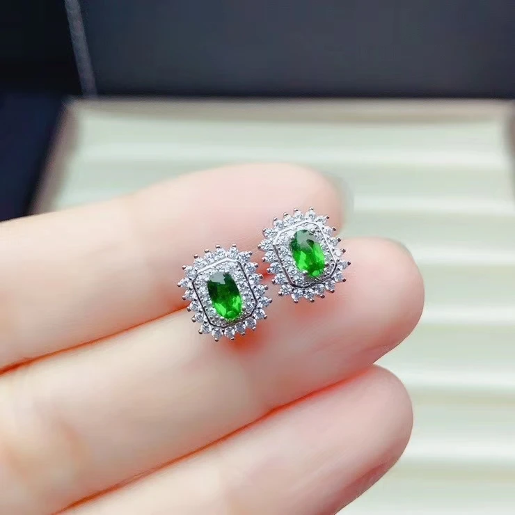 

CoLife ювелирные изделия Модные Серебряные серьги-гвоздики для повседневной носки 3*5 мм натуральный хром диопсайд серьги серебро 925 пробы диоп...