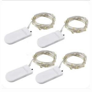 Светодиодная гирлянда 1 м, 10 светодиодов, медная гирлянсветильник с питанием от батарейки CR2032