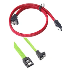 2 шт 50 см SATA 3,0 III SATA3 7Pin кабель для передачи данных под прямым углом 6 ГБ/сек. SSD Кабели HDD жесткий диск шнур для передачи данных с нейлоновыми рукавами, красный и люминесцентный