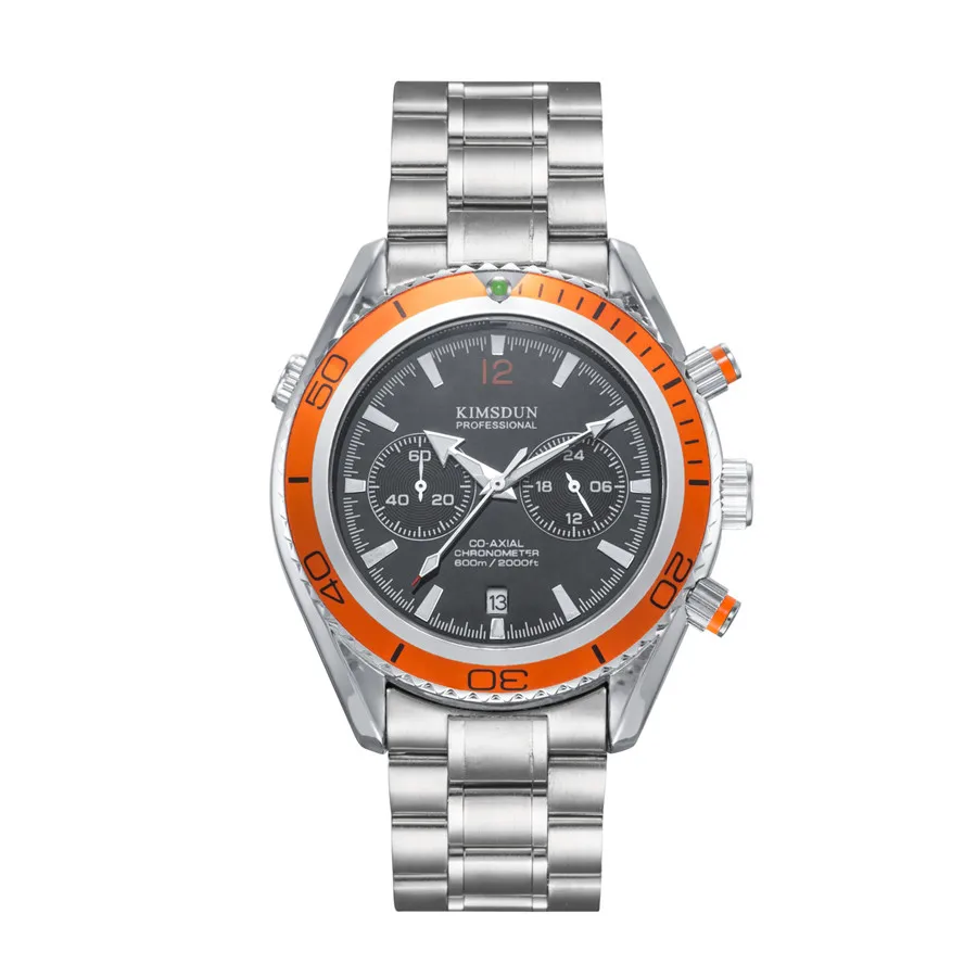 Men's luxury brand KIMSDUN sports and leisure fashion Chronograph quartz watch stainless steel strap clock Relogio | Наручные часы