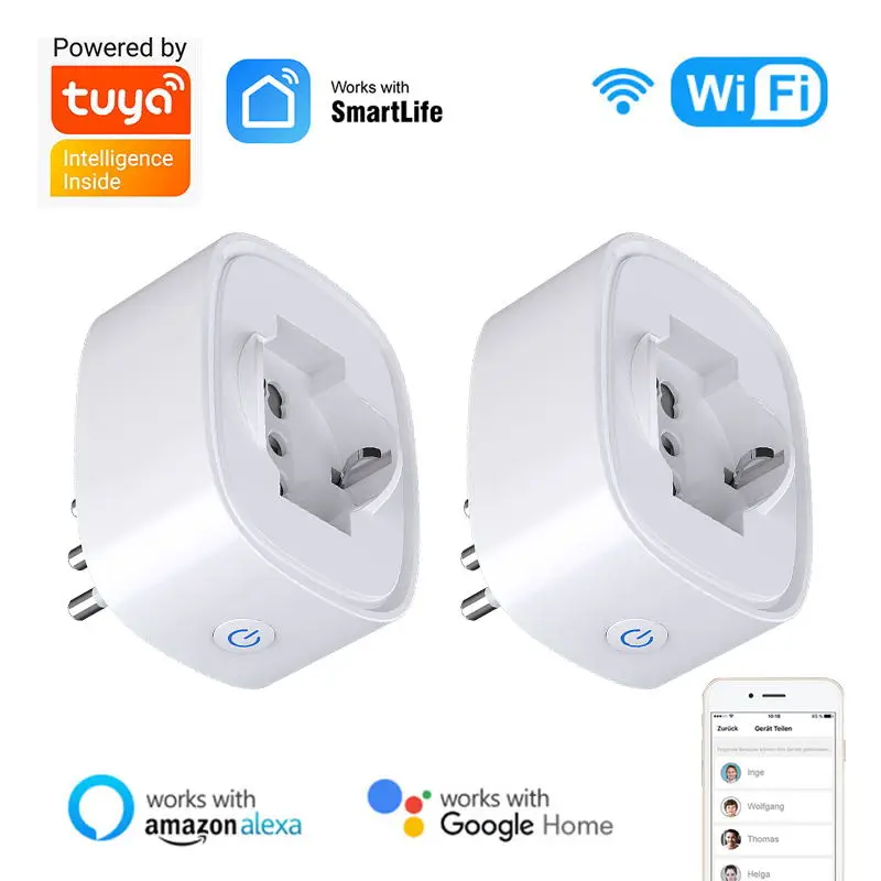 

Tuya WiFi Smart Plug Socket Italy 16A Power Monitor Timing Function Smart Life APP Control Outlet Works With Alexa Google Home