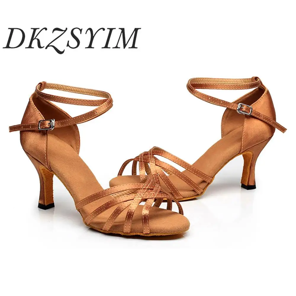 DKZSYIM/атласная танцевальная обувь для сальсы латинских танцев женщин и девочек