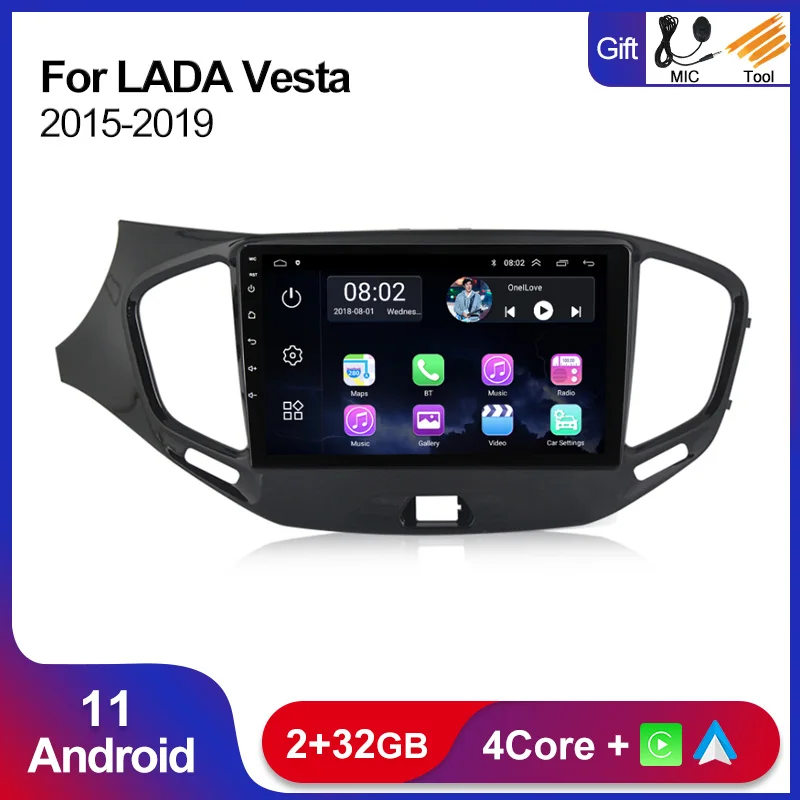 

2 Din Android 11 2 + 32G для LADA Vesta Cross Sport 2015-2019 Автомагнитола мультимедийный видеоплеер GPS навигация Carplay и авто WIFI