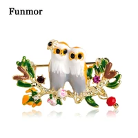 funmor romantic couple owls brooch colorful enamel animal brooches for women kids birthday gift clothes accessories hijab pins