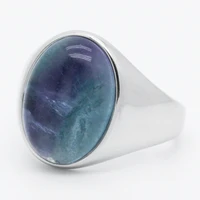 fluorite ring for men 925 sterling silver oval natural gemstone simple turkish handmade jewelry women male anniversary gift