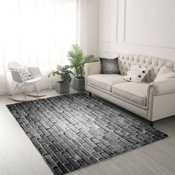 BlessLiving Bricks Large Carpets for Living Room Grey Wall Floor Mat 3D Print Bedroom Area Rug 122x183cm Realistic Tapete New 2