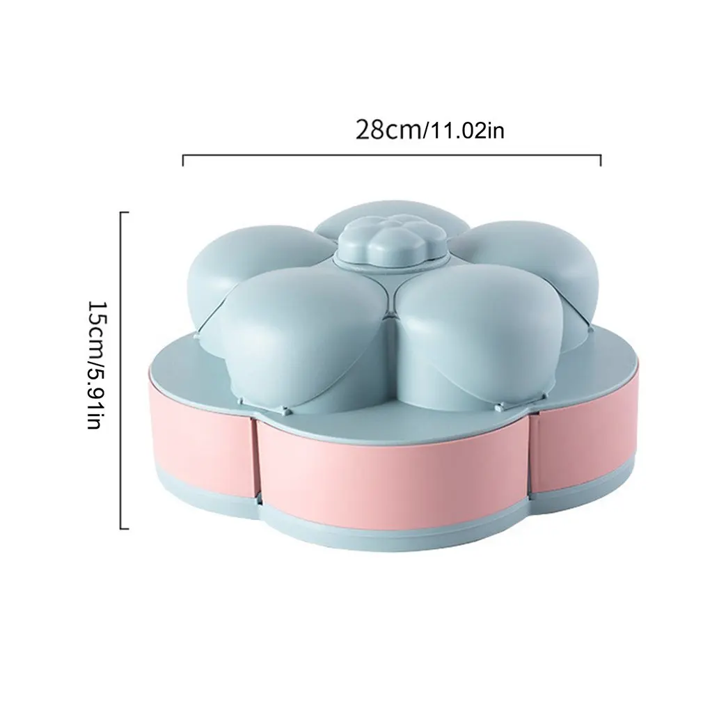 

Creative Double-layer Rotating Fruit Plate Divided Grid Dried Fruit Plate Home Living Room Candy Box Melon Seed Plate