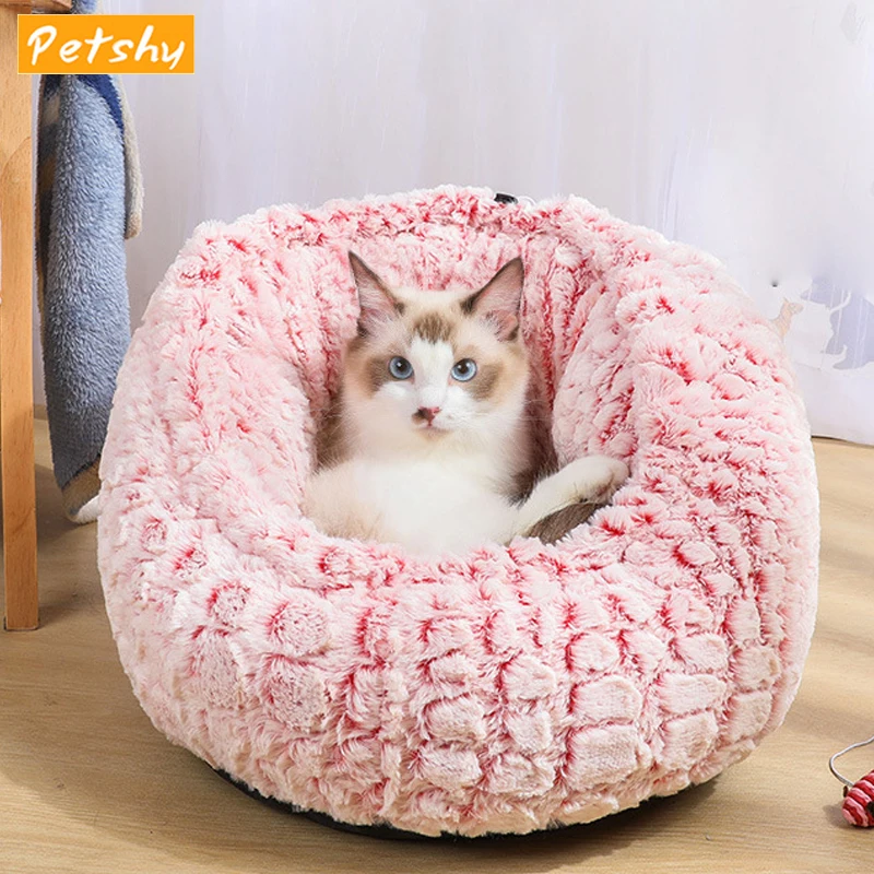 Petshy круглые плюшевые кровать любимчика Теплый Собака Кот гнездо малых и средних