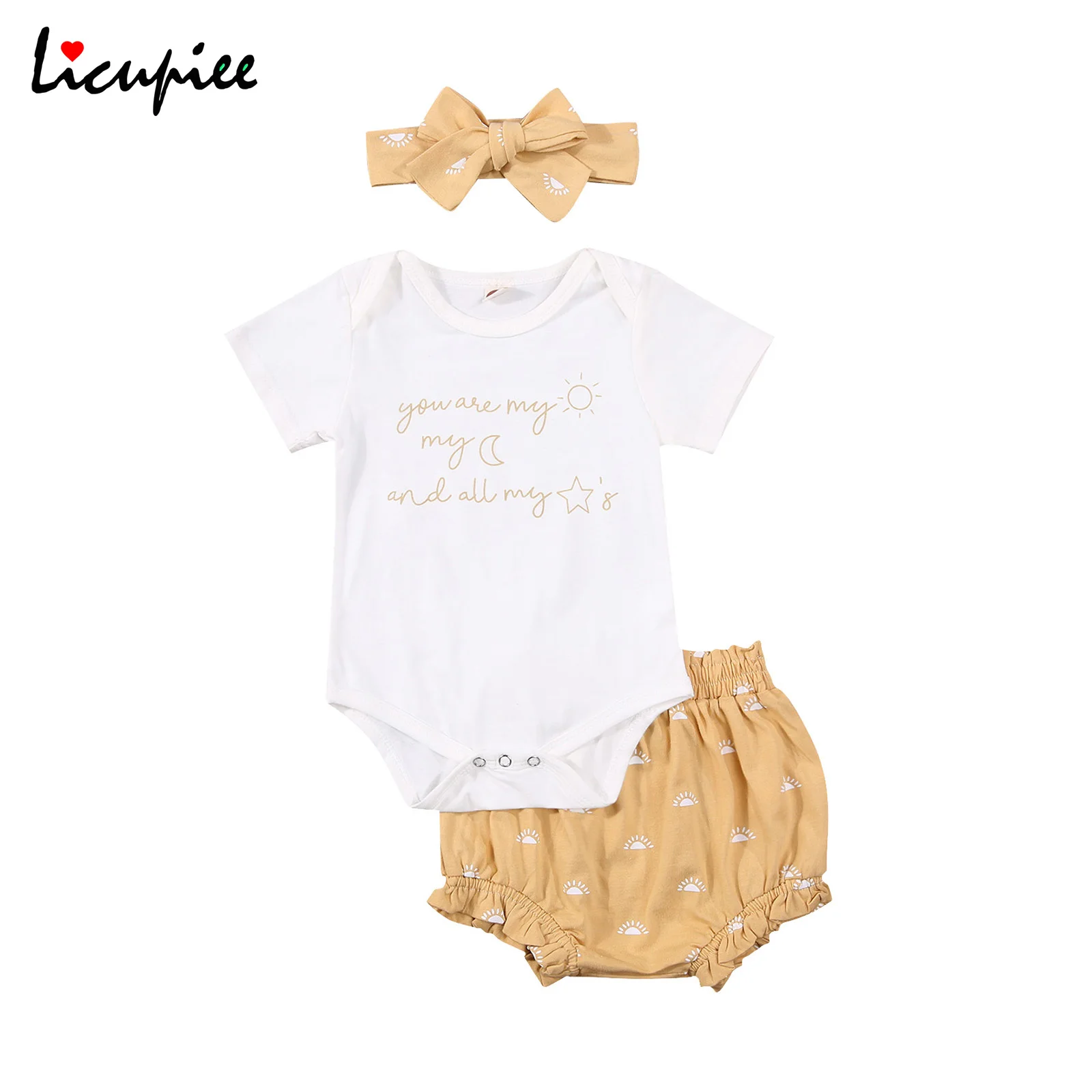 

Летняя одежда для маленьких девочек от 0 до 18 месяцев, 3 шт., летняя одежда, комбинезон с коротким рукавом и буквенным принтом, шаровары и повя...