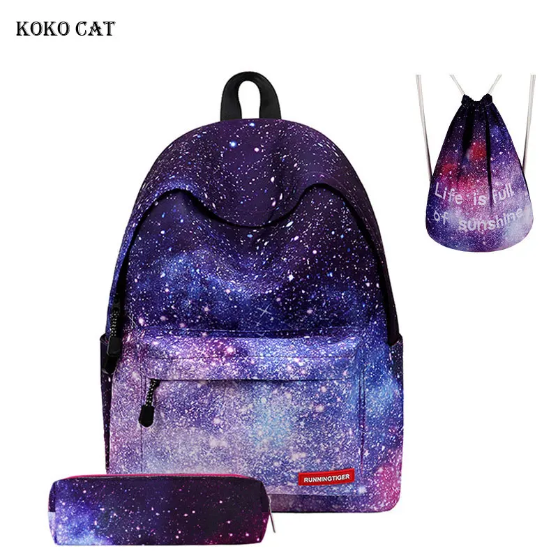 Женский рюкзак с космическим принтом Galaxy Star школьный для девочек подростков