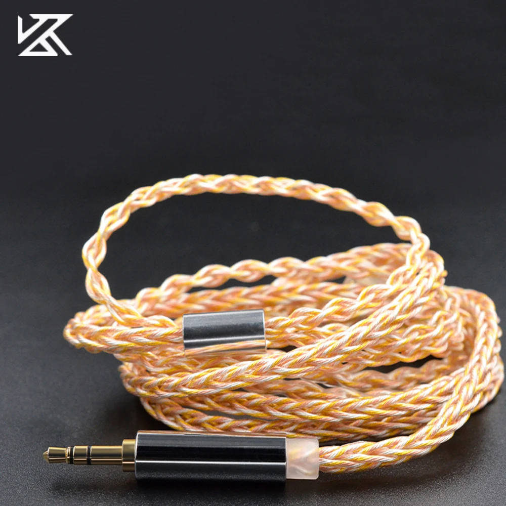 

Наушники KZ кабель, золотистый, серебристый, медный, кубический, с покрытием, улучшенный кабель для наушников, провод 3,5 мм, стандартный штеке...