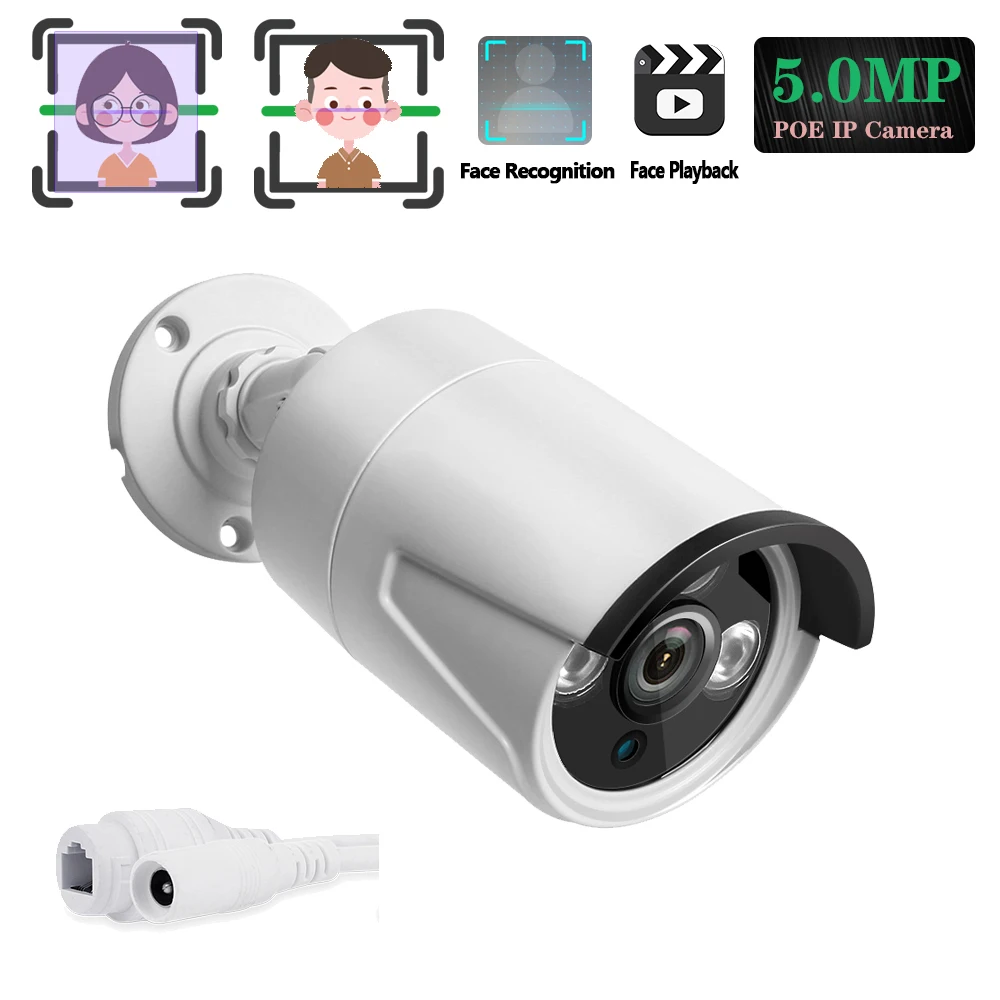 Водонепроницаемая IP камера с сетью для лица 5 мегапикселей RJ45 POE 48 В|Камеры