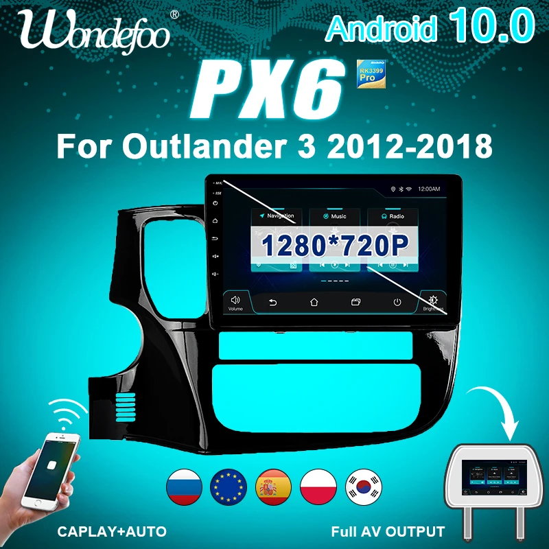 магнитола 2 din андроид Android 10 Автомагнитола радио PX6 для Mitsubishi Outlander 3 2012 2018