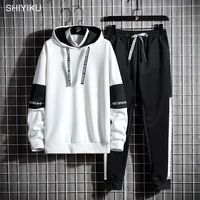 shiyiku casual tracksuit brand men hooded sweatshirt outfit mens sets sportswear 2021 male hoodiepants 2pcs jogging sports suit