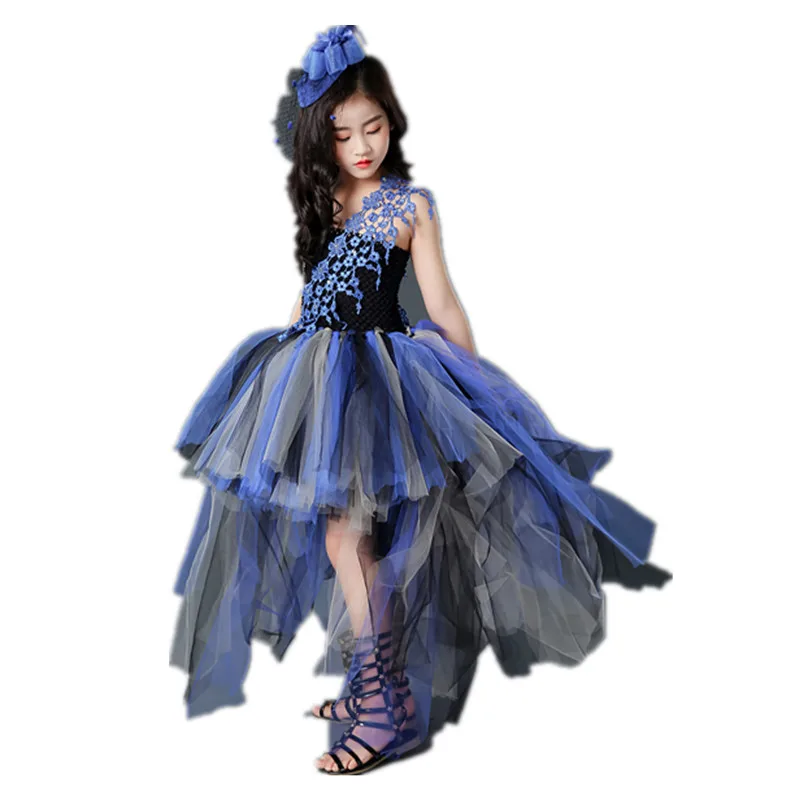 Платье принцессы для девочек высококачественные черные и фиолетовые