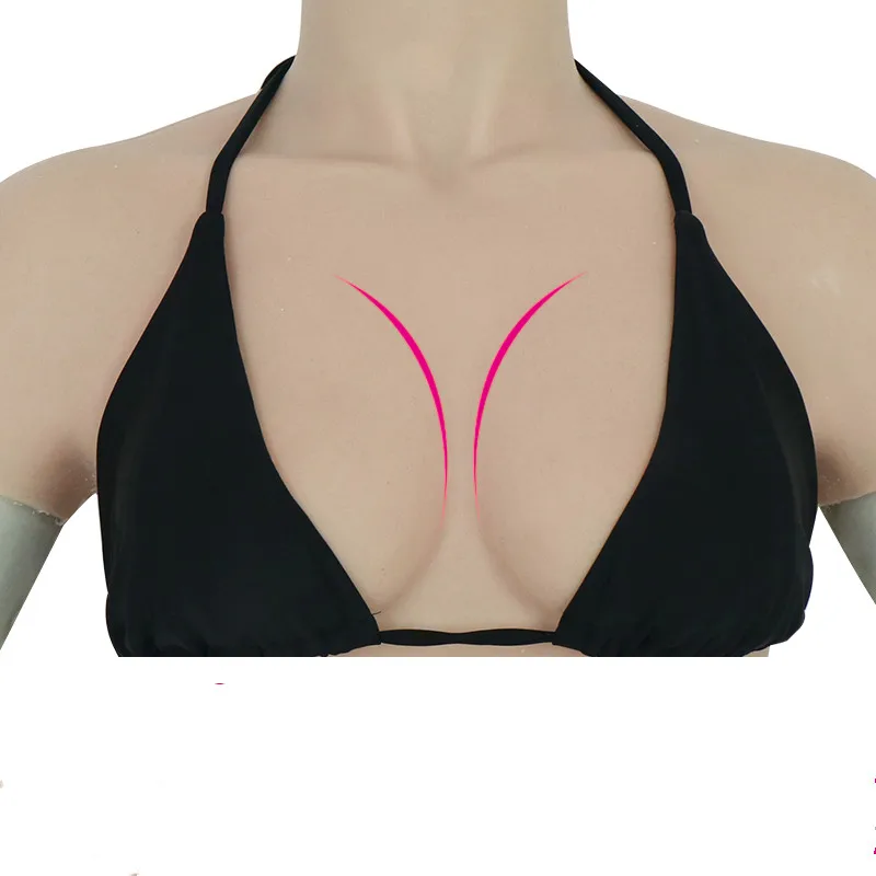 Top B-cup Realistic Silicone Breast Form for Crossdresser Drag Queen Shemale Cosplay Transgender Short Sleeve Fake Boobs