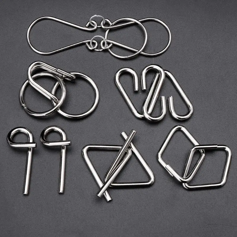 28pcs Metal Wire Puzzle Set Brain Teaser IQ Test Game Unlock Interlock Fidget Toy Kids Adults Challenge Gift | Игрушки и хобби