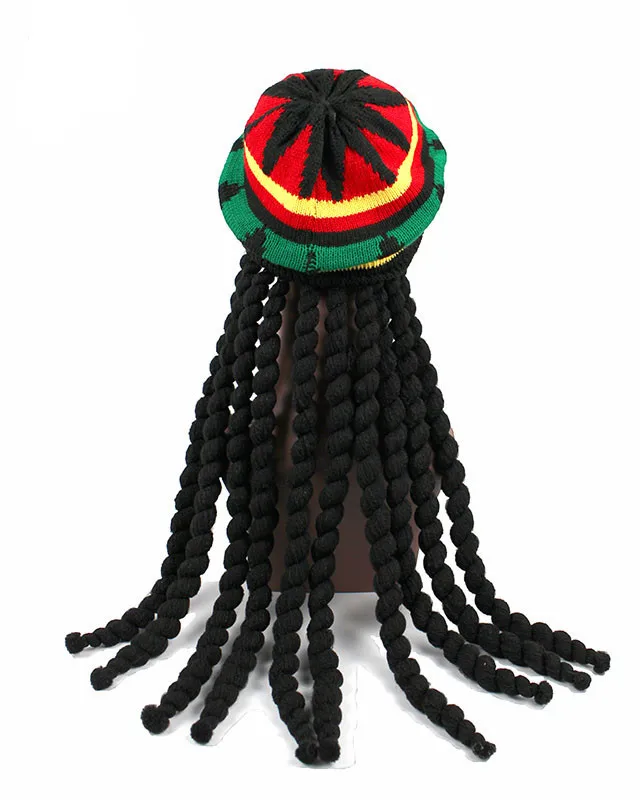 Модная женская вязаная шапка Rasta парик шляпа Jamaican Bob Marley модная шерстяная
