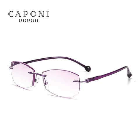 Женские очки для чтения CAPONI, прозрачные очки без оправы, синий светильник, блокирующие дальнозоркость, компьютерные очки LH4020